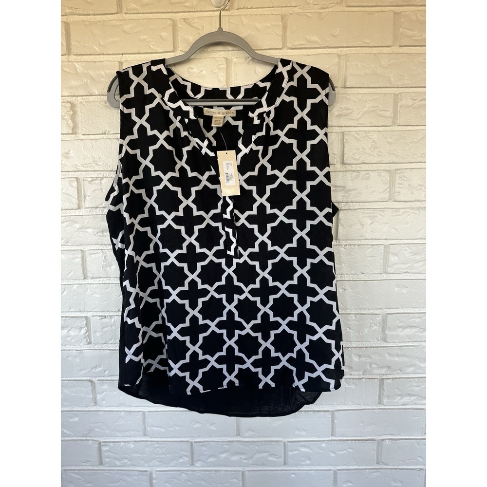 Hanna &‎ Gracie Geometric Print Sleeveless Blouse Women's XXL NWT